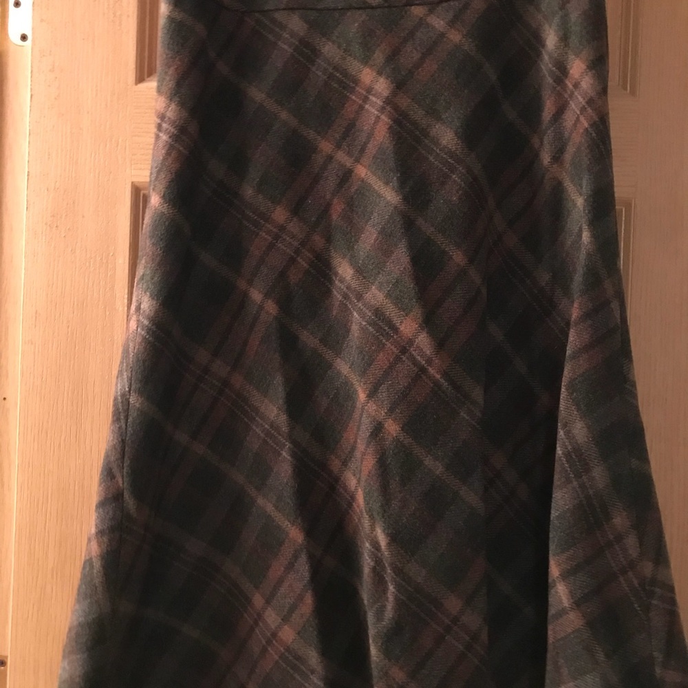 Ralph Lauren Chaps grn/brn plaid wool skirt sz 12